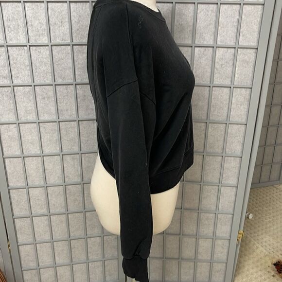Athleta Open Back Sweatshirt, Black, Extra Small - Picture 3 of 7
